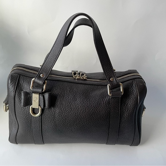 Gucci Leather Handbag Dark Brown Authentic - Picture 2 of 16